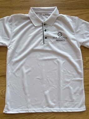 Majestic Resorts Men's White Polo Golf Shirt Size M